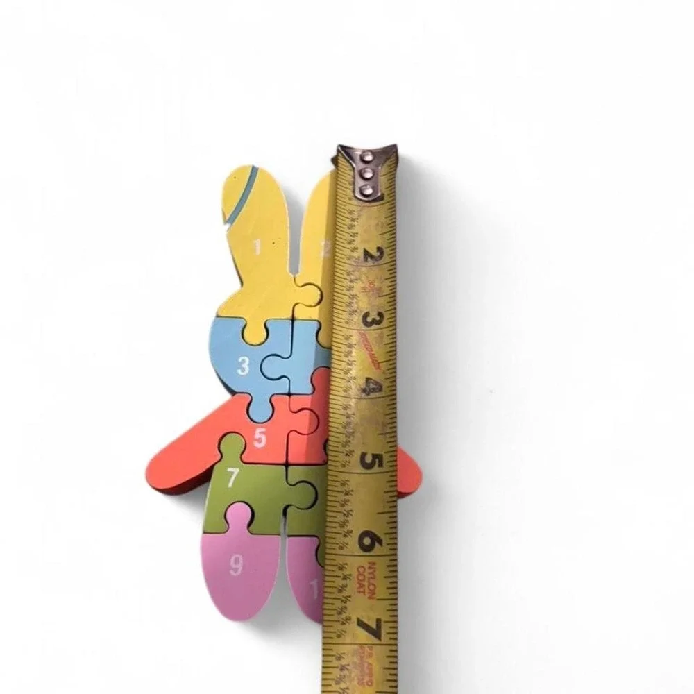 Wooden‎ number bunny puzzle with metal tin bucket